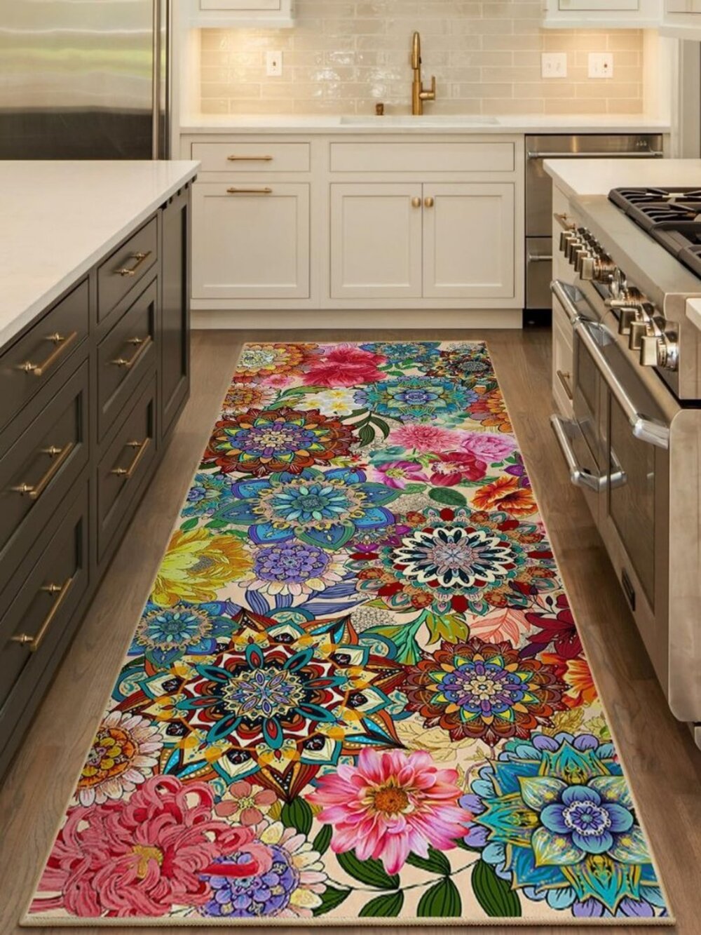 Boho Floral Runner Rug for Hallways Colorful Flowers Kitchen Rug Runner 2x6 Non
